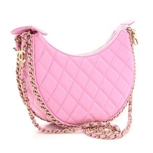 Chanel Lambskin Quilted Chain Around Hobo Pink